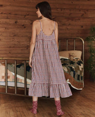 Sleep Dresses | Women The Great. The Ruffle Tank Night Dress. Bordeaux Plaid