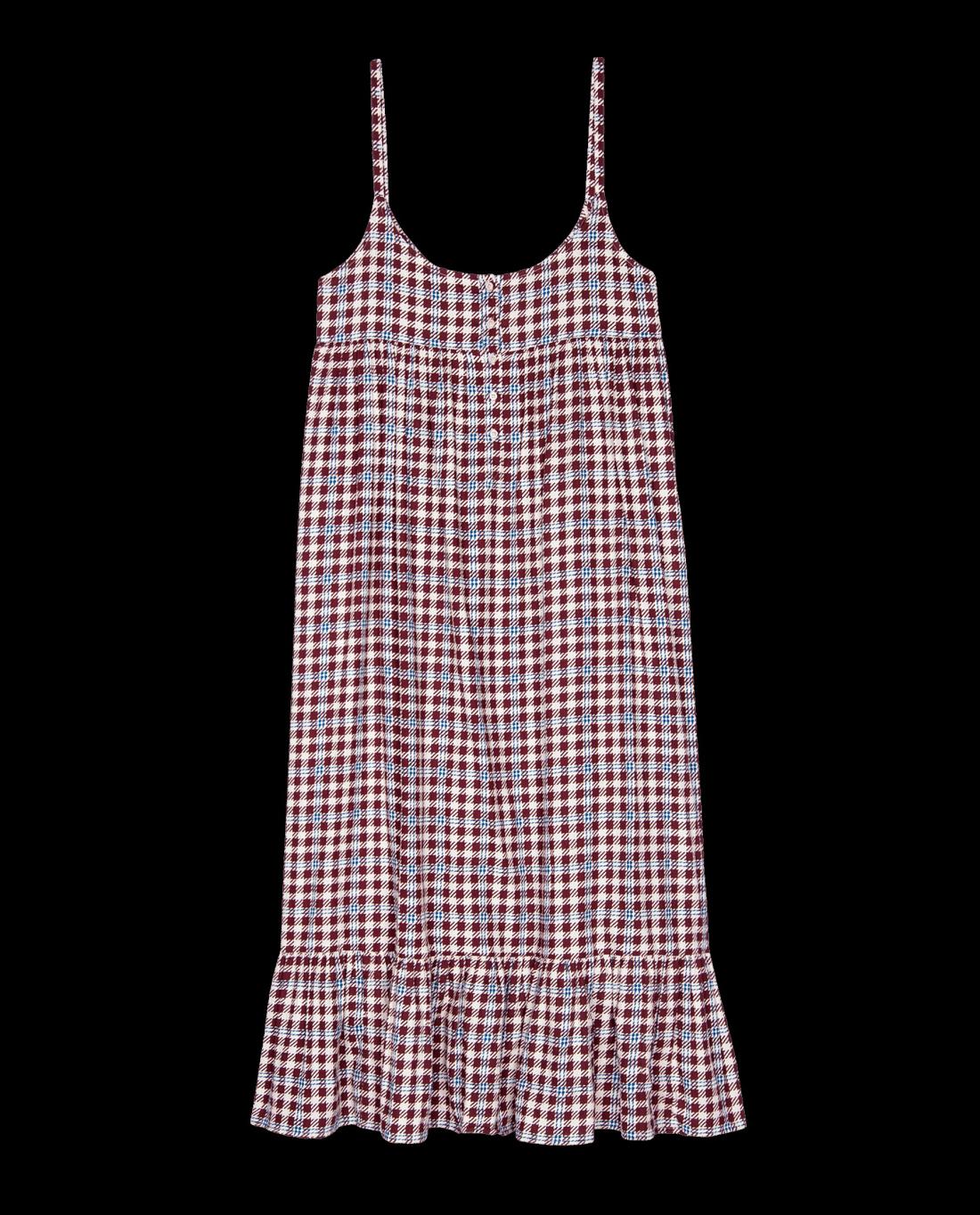 Sleep Dresses | Women The Great. The Ruffle Tank Night Dress. Bordeaux Plaid