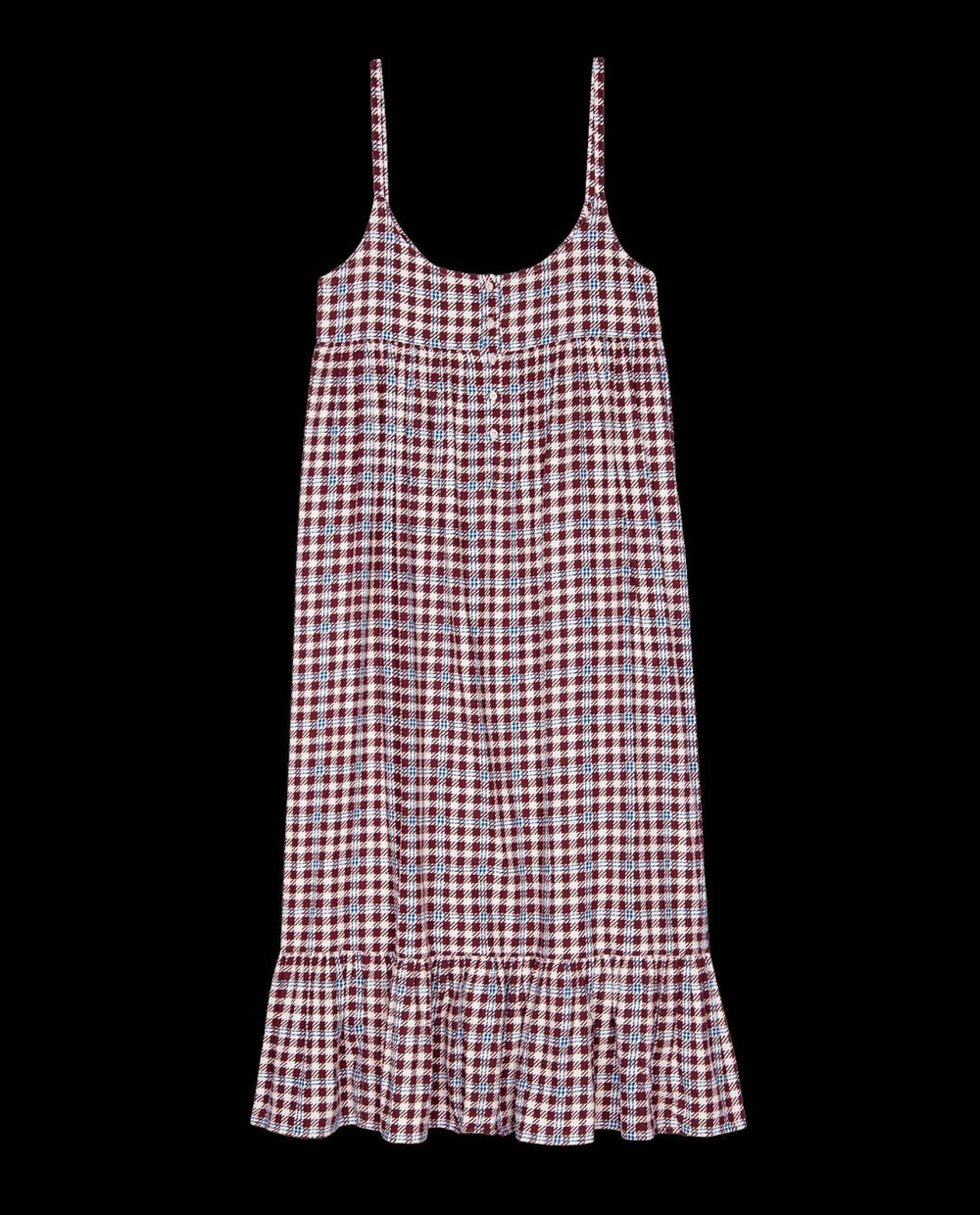 Sleep Dresses | Women The Great. The Ruffle Tank Night Dress. Bordeaux Plaid