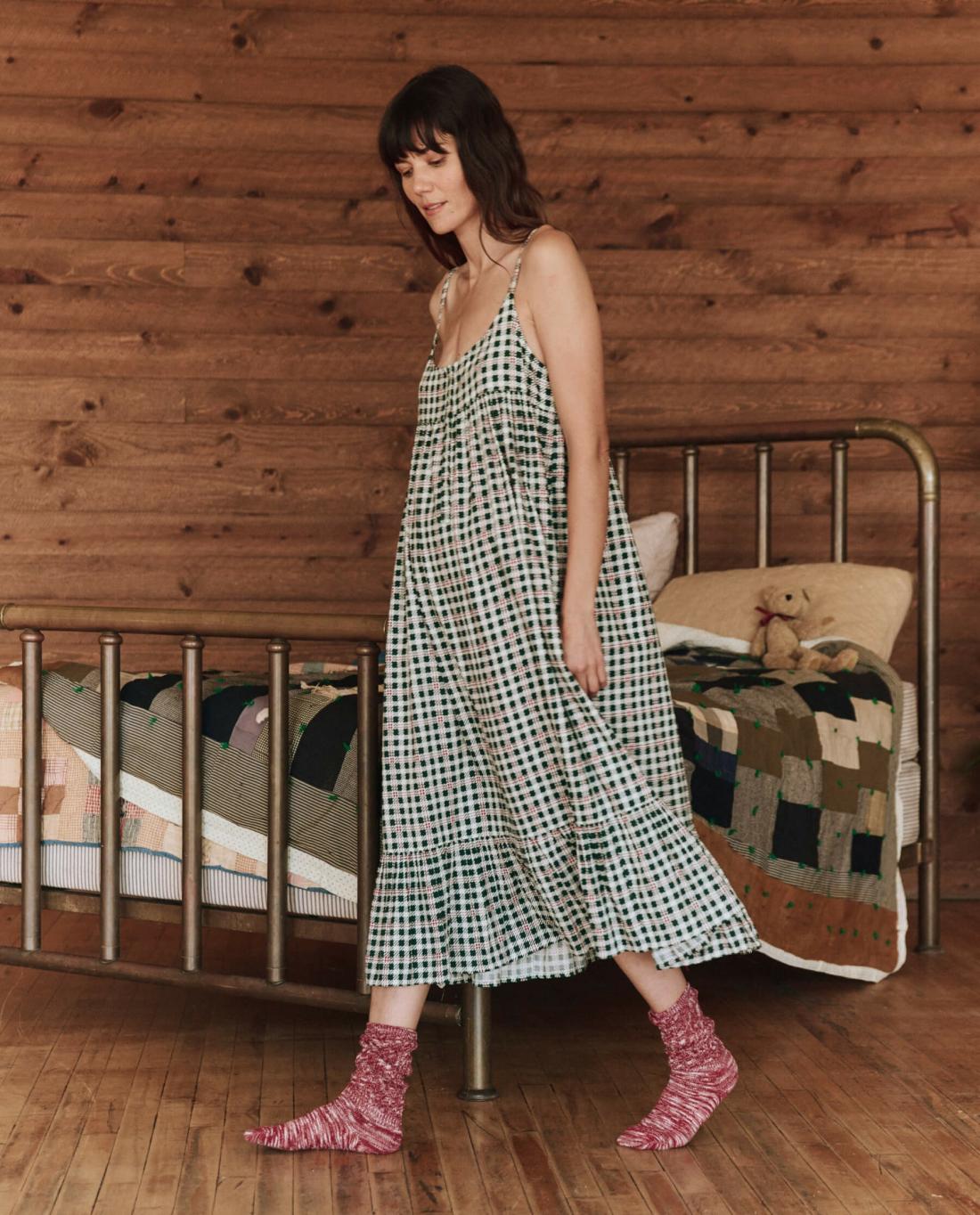 Sleep Dresses | Women The Great. The Ruffle Tank Night Dress. Winter Pine Plaid