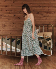 Sleep Dresses | Women The Great. The Ruffle Tank Night Dress. Winter Pine Plaid