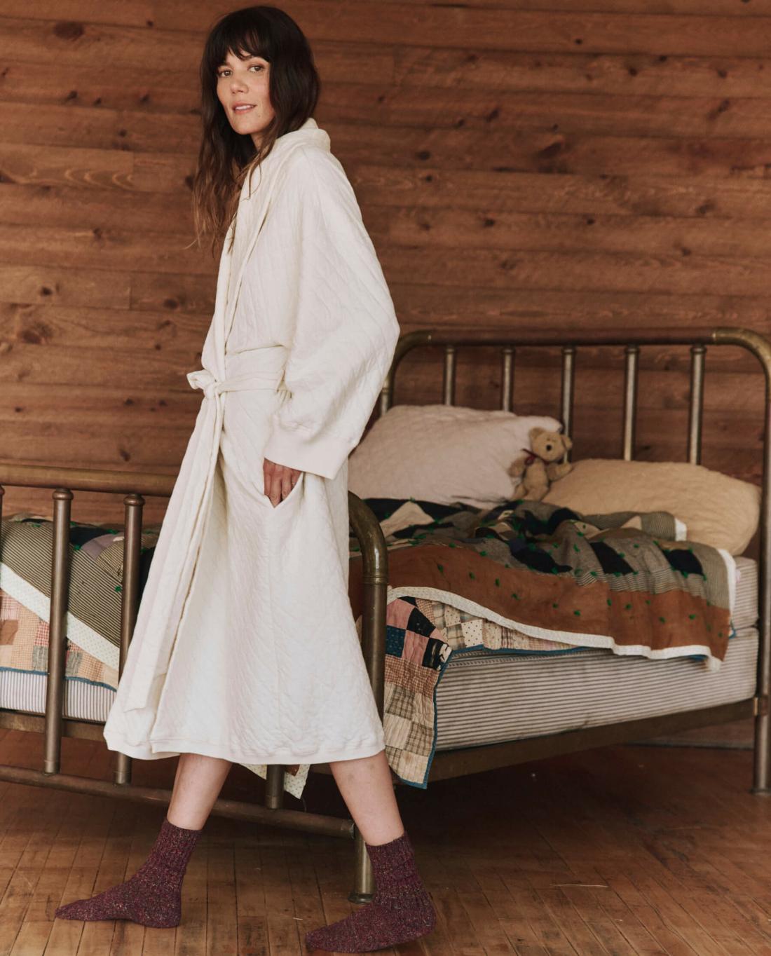 Sleep Robes | Women The Great. The Quilted Robe. Washed White