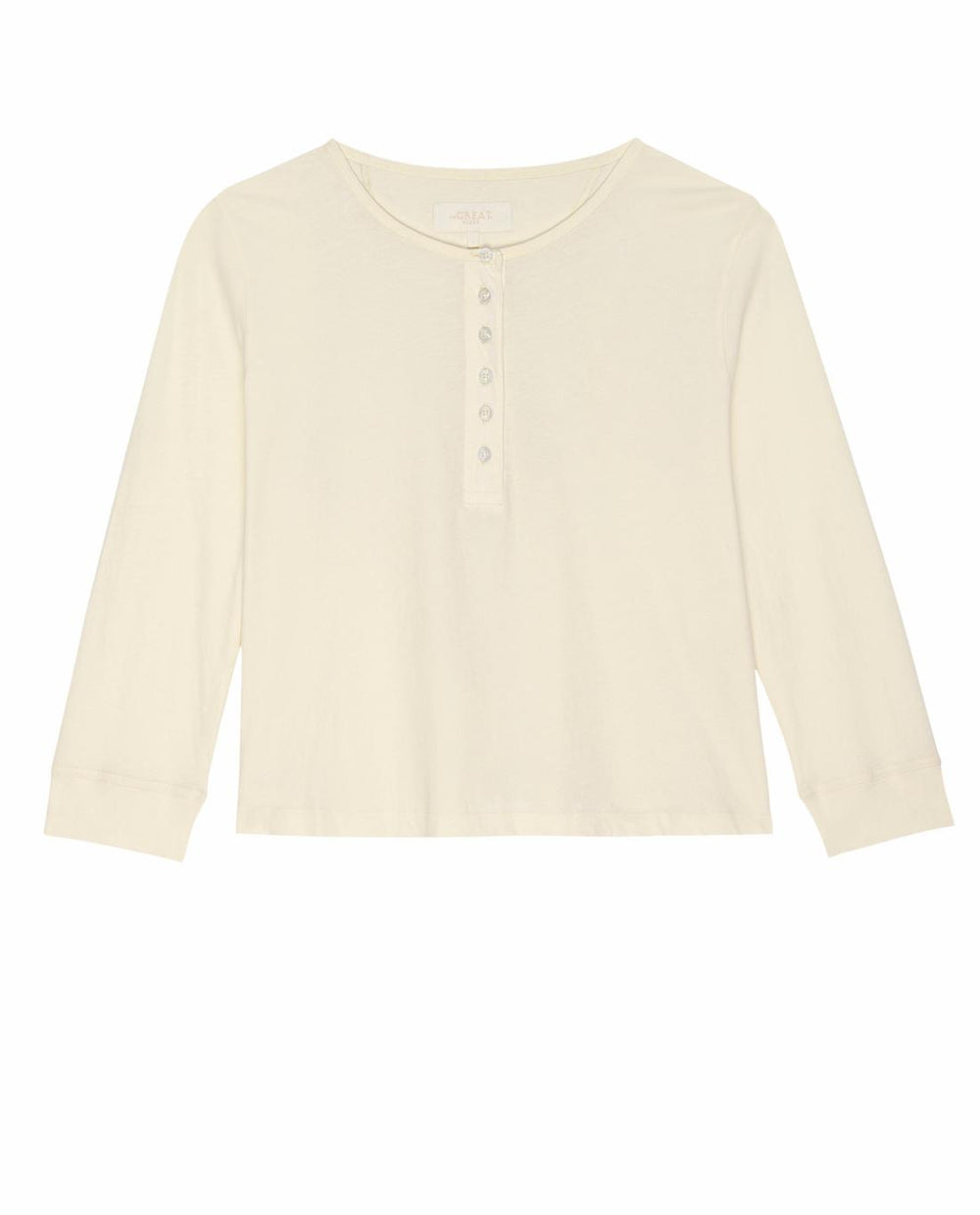 Sleep Tops | Women The Great. The Crop Sleep Henley. Washed White