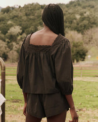 Sleep Tops | Women The Great. The Eyelet Button Sleep Top. Black