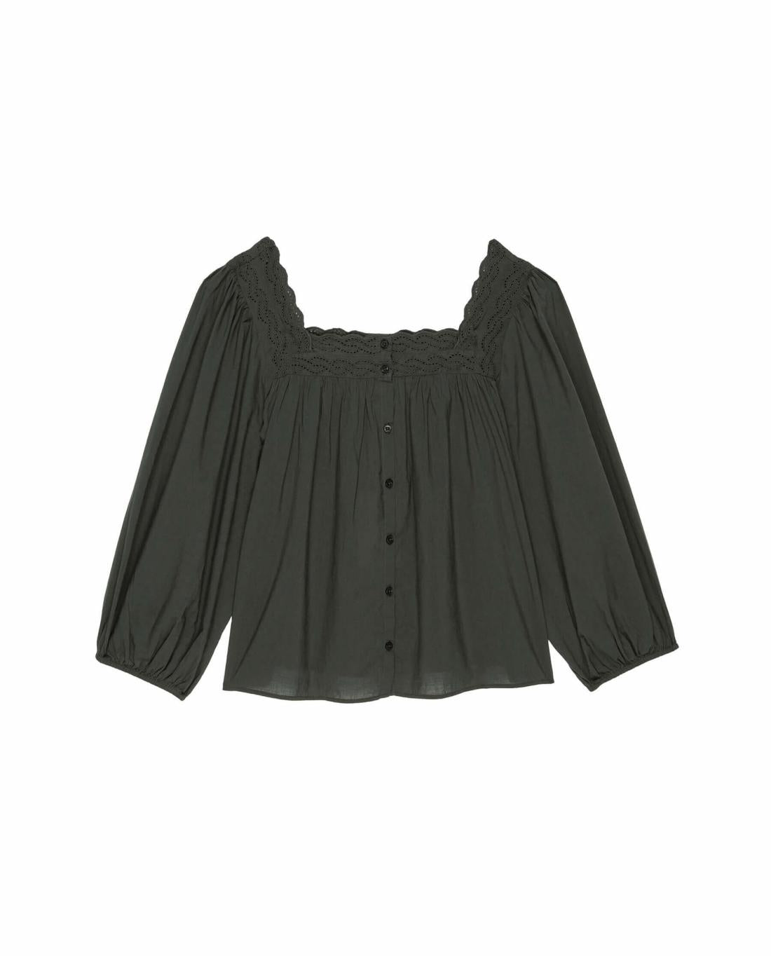 Sleep Tops | Women The Great. The Eyelet Button Sleep Top. Black