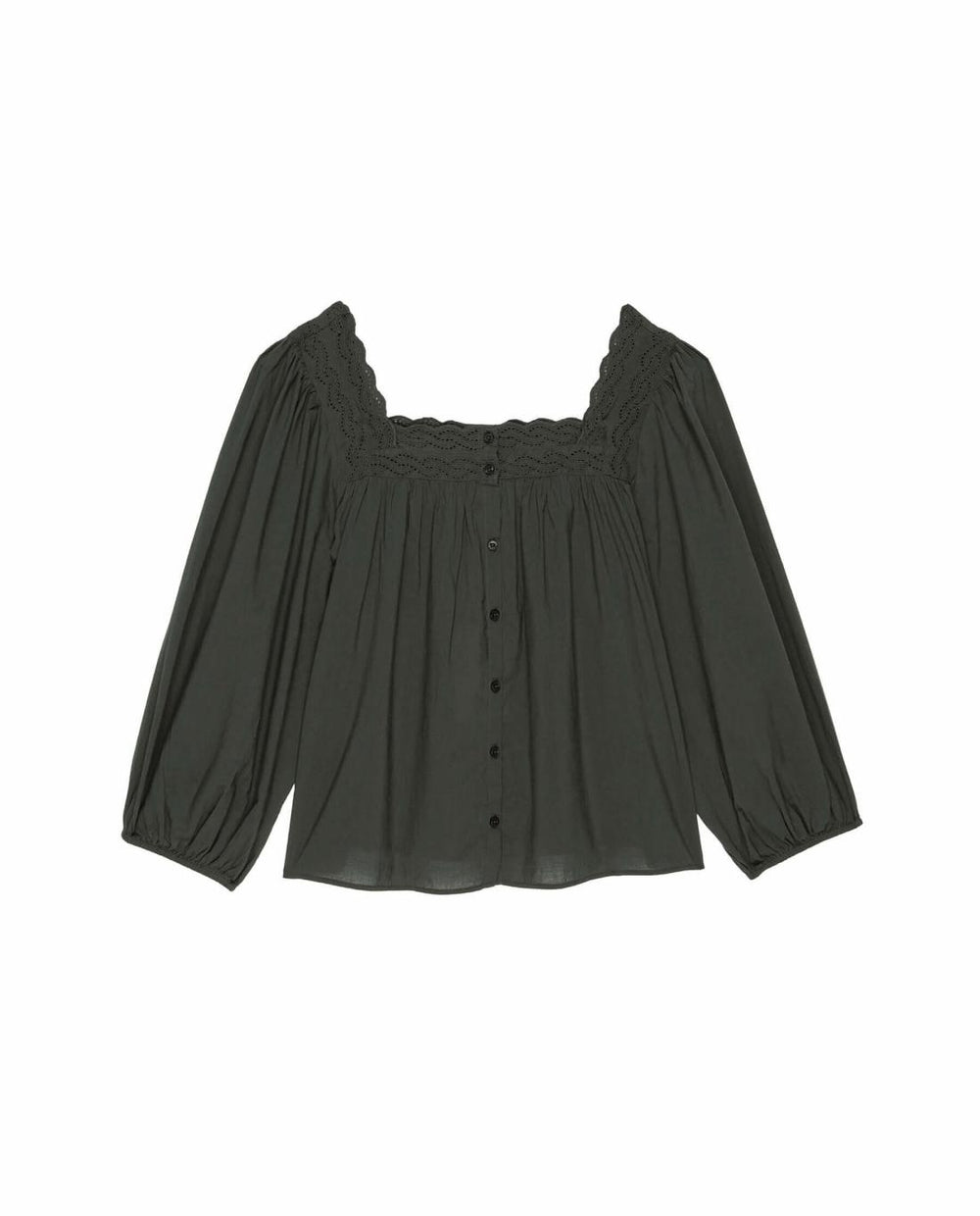 Sleep Tops | Women The Great. The Eyelet Button Sleep Top. Black