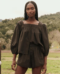 Sleep Tops | Women The Great. The Eyelet Button Sleep Top. Black