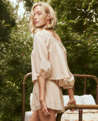 Sleep Tops | Women The Great. The Eyelet Button Sleep Top. Soft Rosette