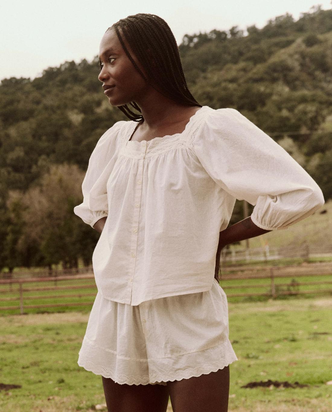 Sleep Tops | Women The Great. The Eyelet Button Sleep Top. True White