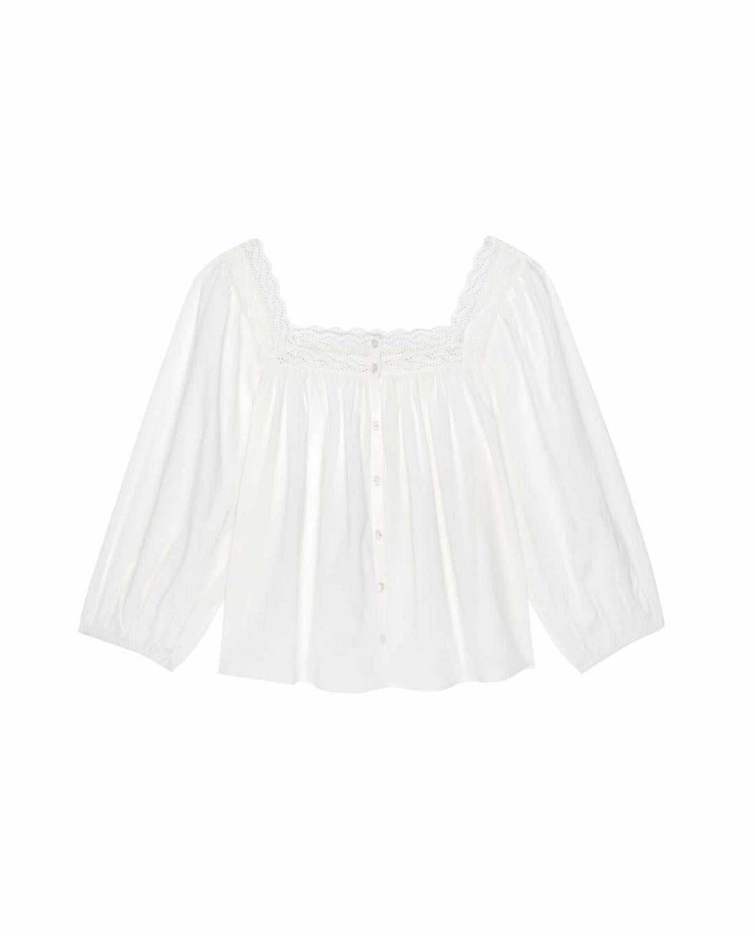 Sleep Tops | Women The Great. The Eyelet Button Sleep Top. True White