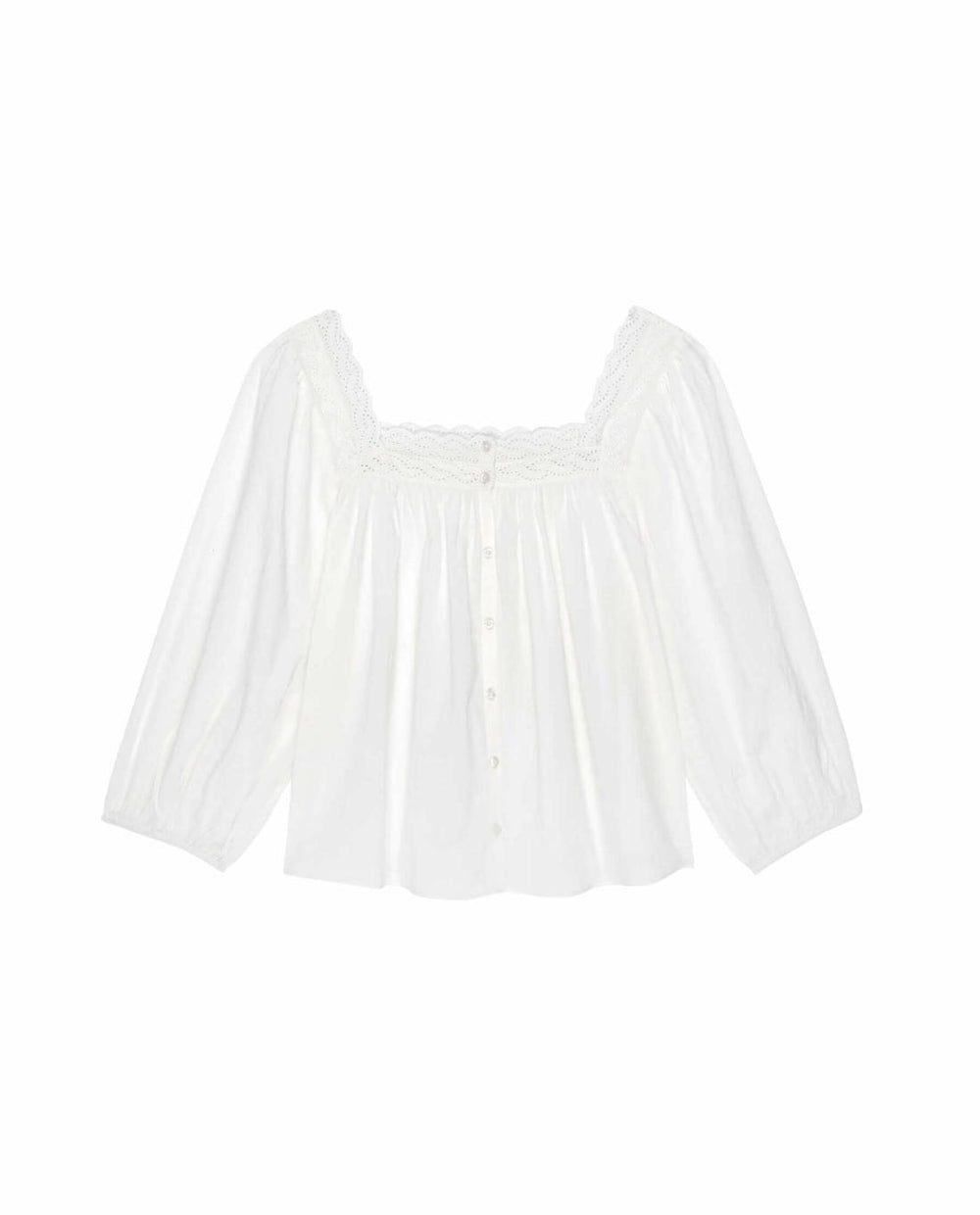 Sleep Tops | Women The Great. The Eyelet Button Sleep Top. True White