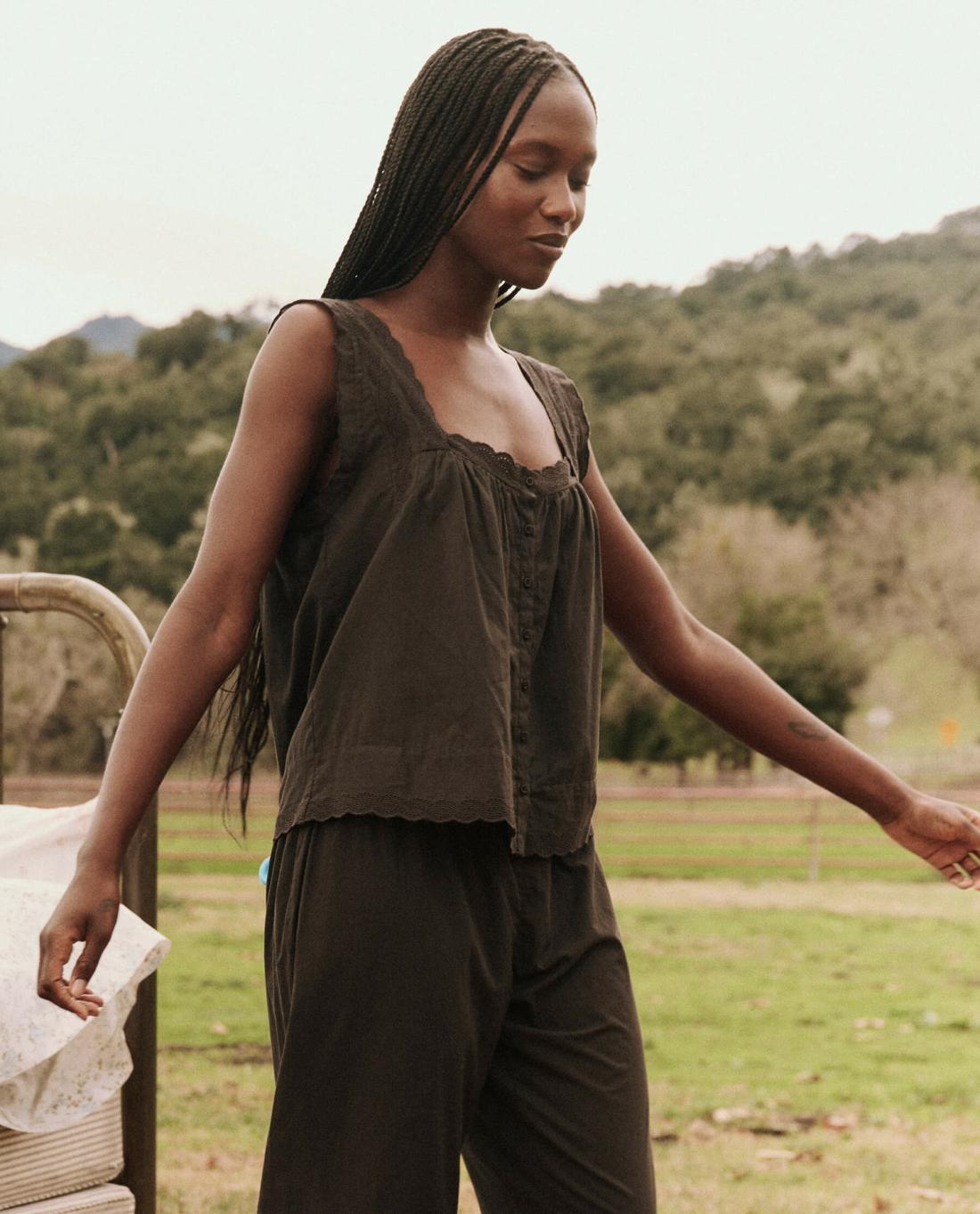 Sleep Tops | Women The Great. The Eyelet Tank. Black