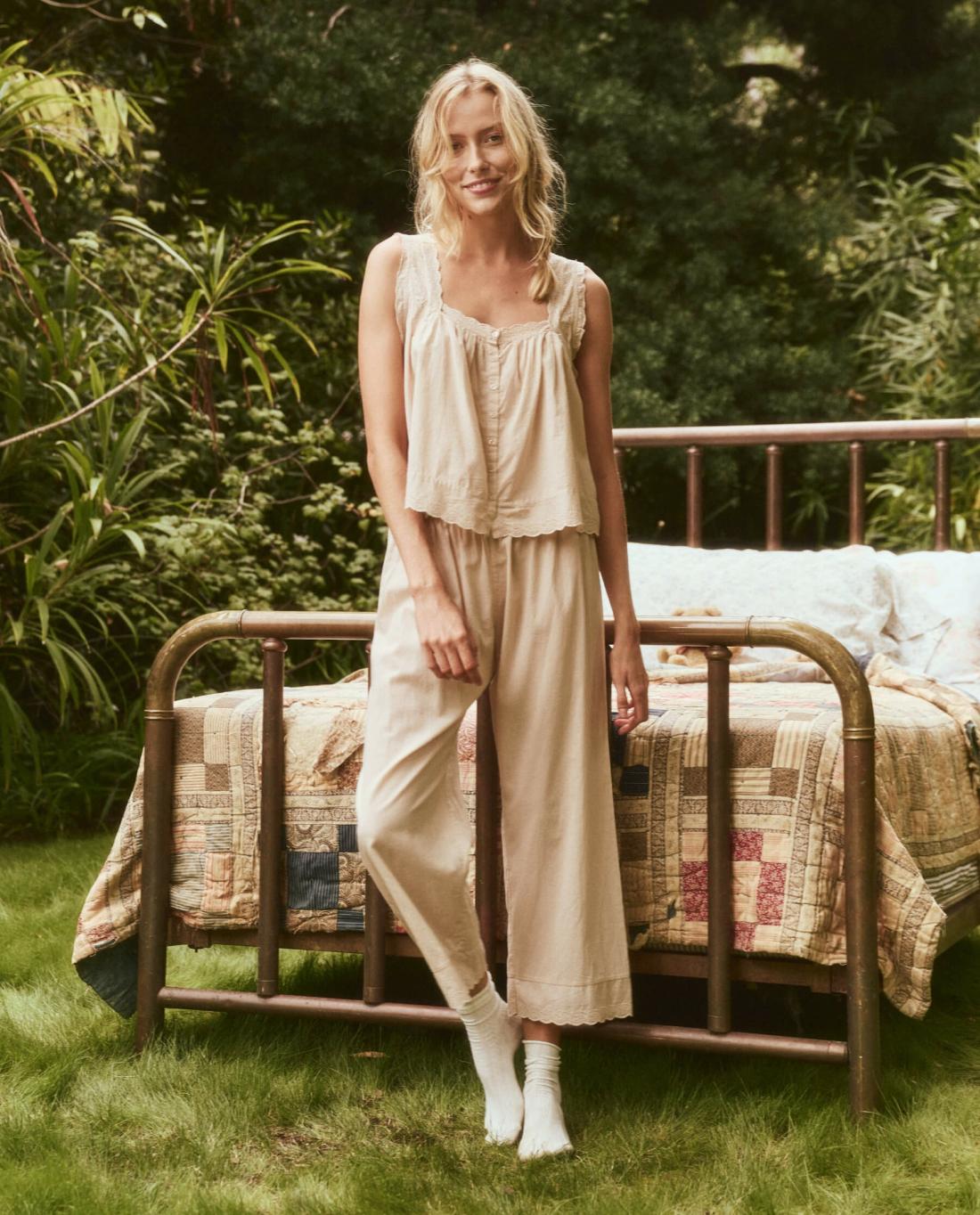 Sleep Tops | Women The Great. The Eyelet Tank. Soft Rosette