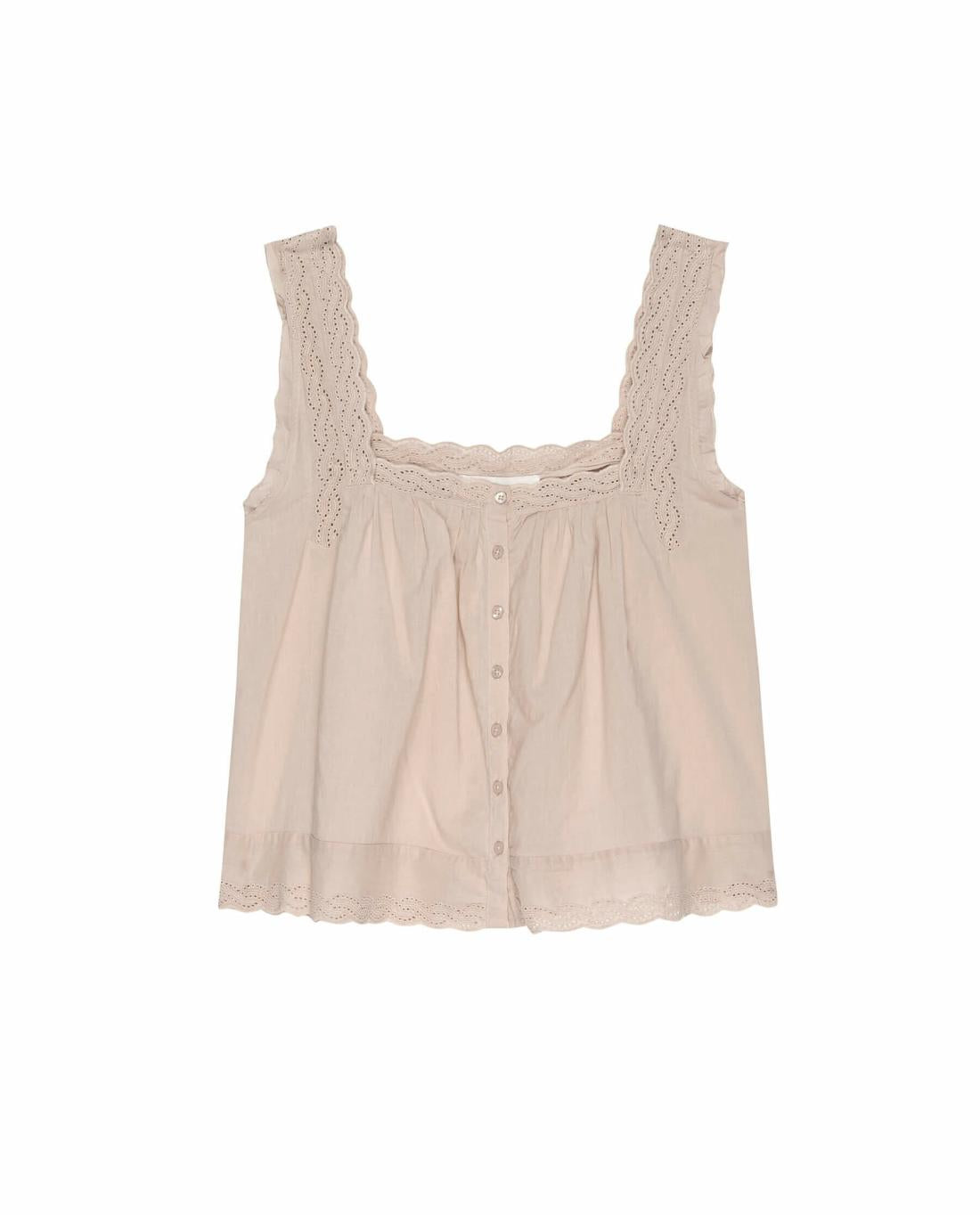 Sleep Tops | Women The Great. The Eyelet Tank. Soft Rosette