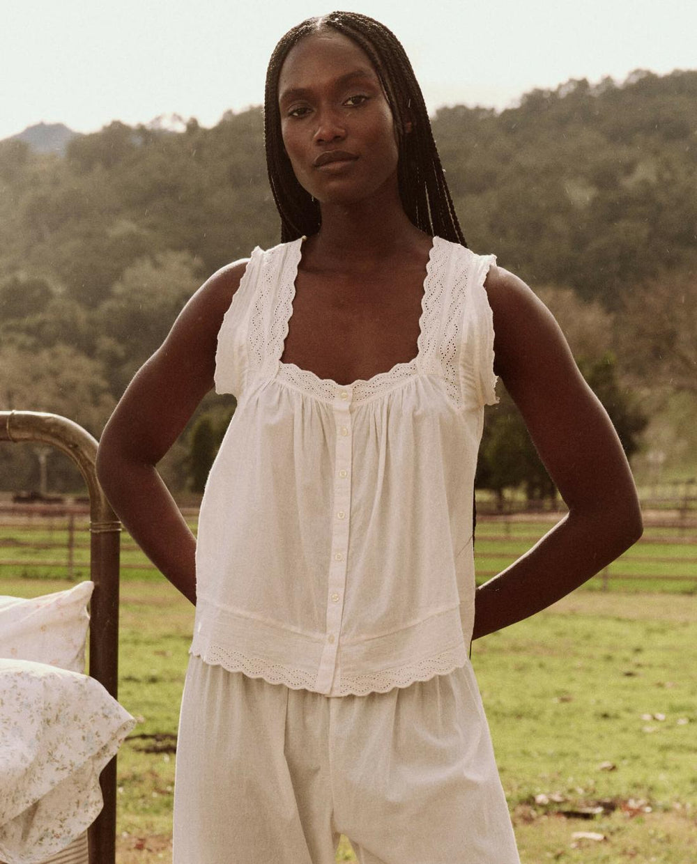 Sleep Tops | Women The Great. The Eyelet Tank. True White