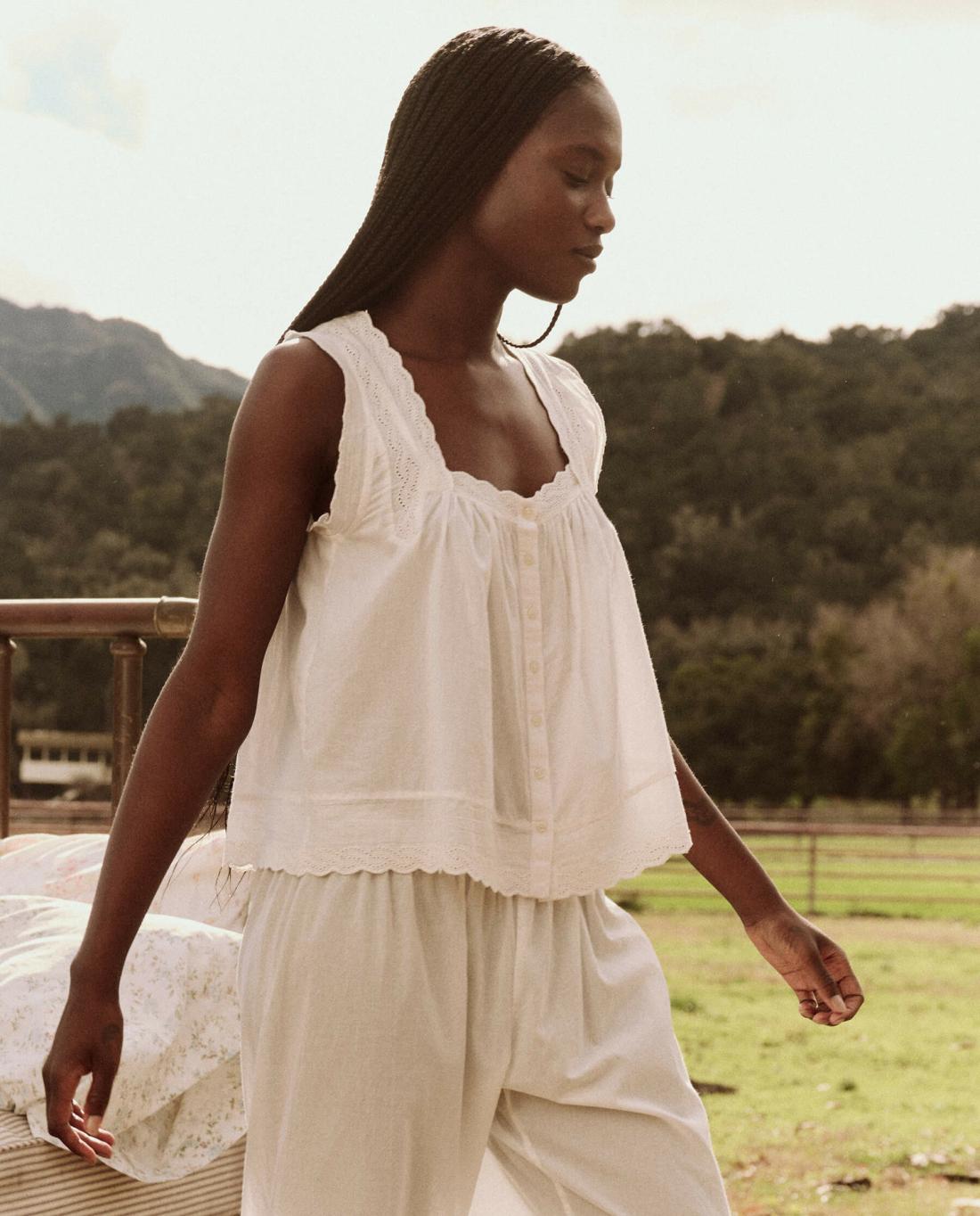 Sleep Tops | Women The Great. The Eyelet Tank. True White