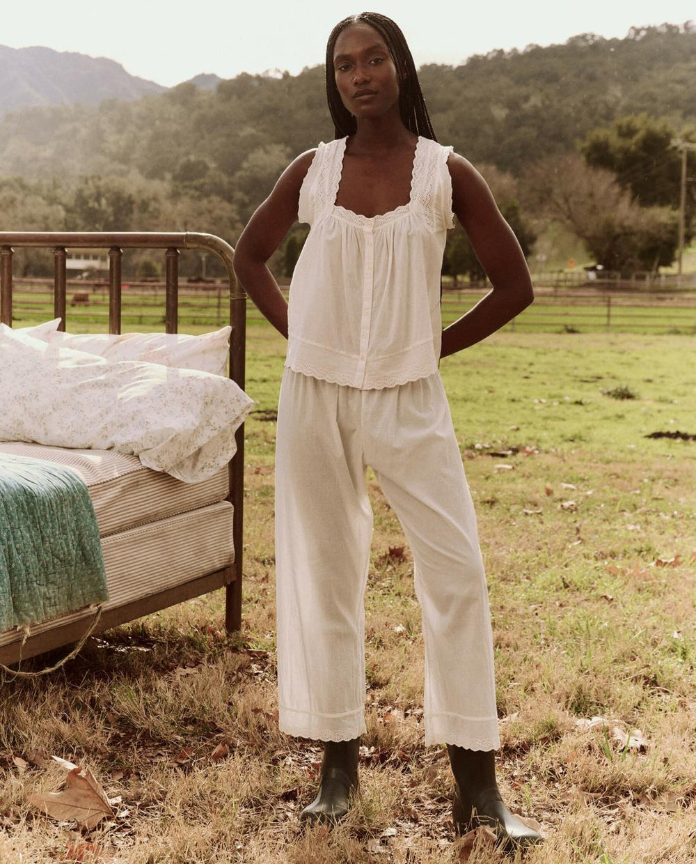Sleep Tops | Women The Great. The Eyelet Tank. True White