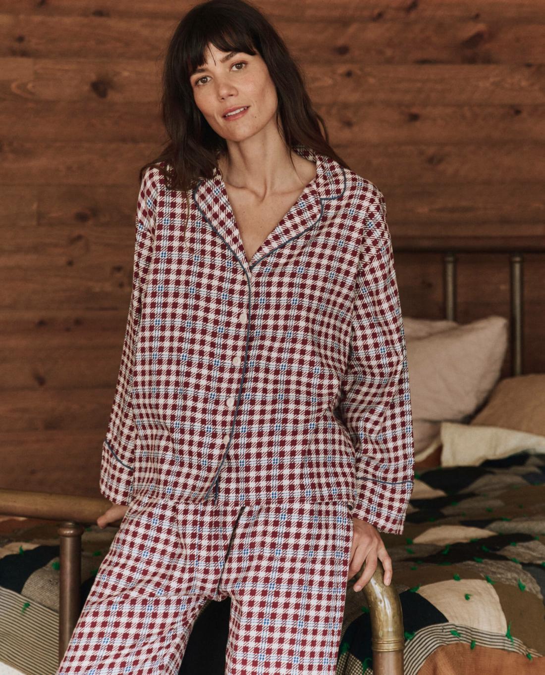 Sleep Tops | Women The Great. The Pajama Shirt. Bordeaux Plaid