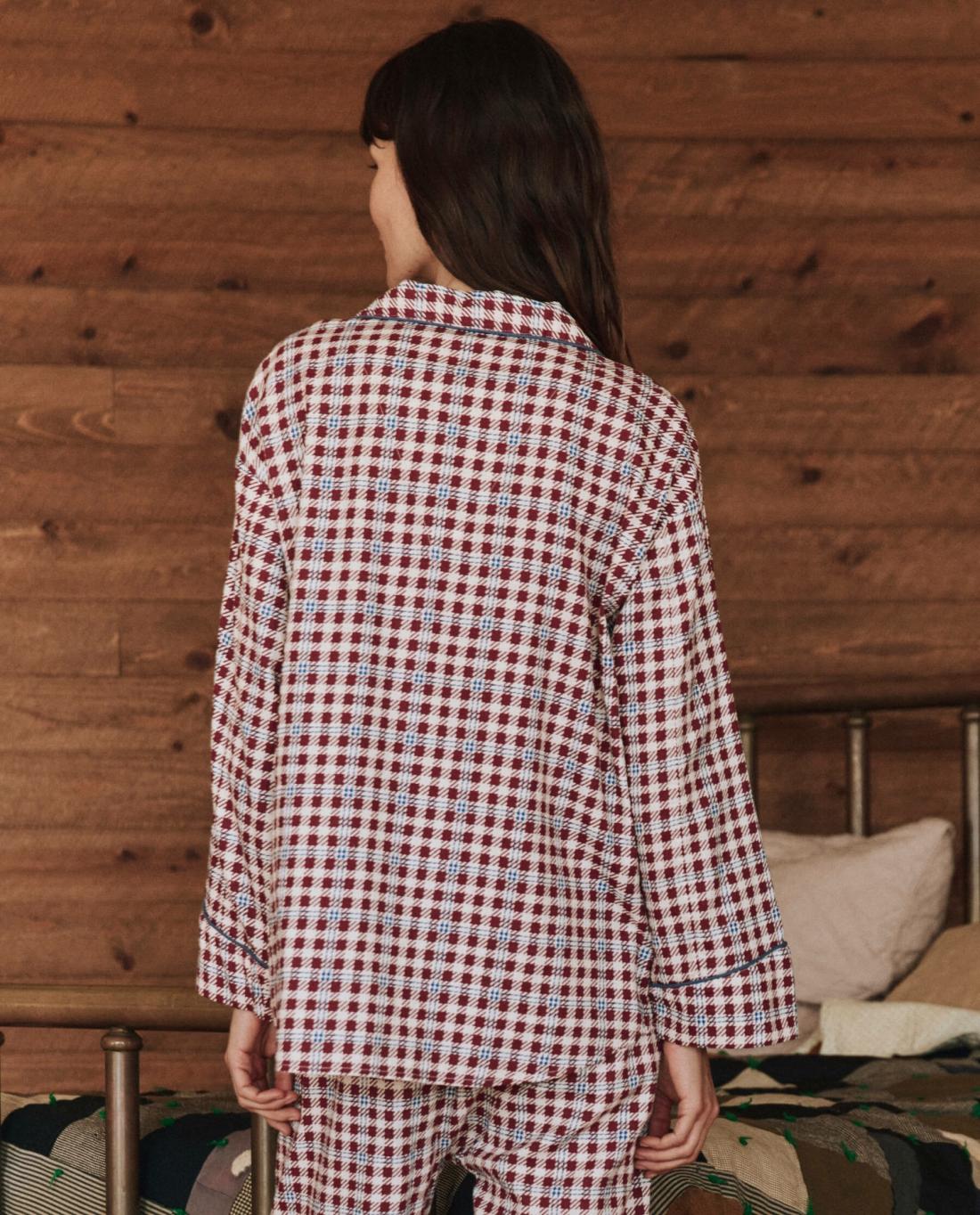 Sleep Tops | Women The Great. The Pajama Shirt. Bordeaux Plaid