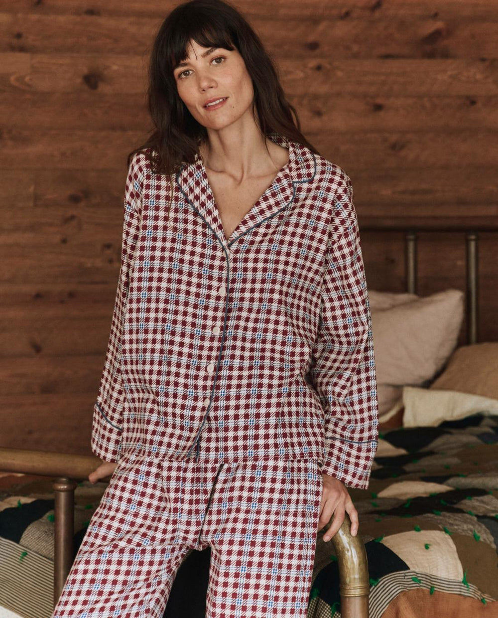 Sleep Tops | Women The Great. The Pajama Shirt. Bordeaux Plaid