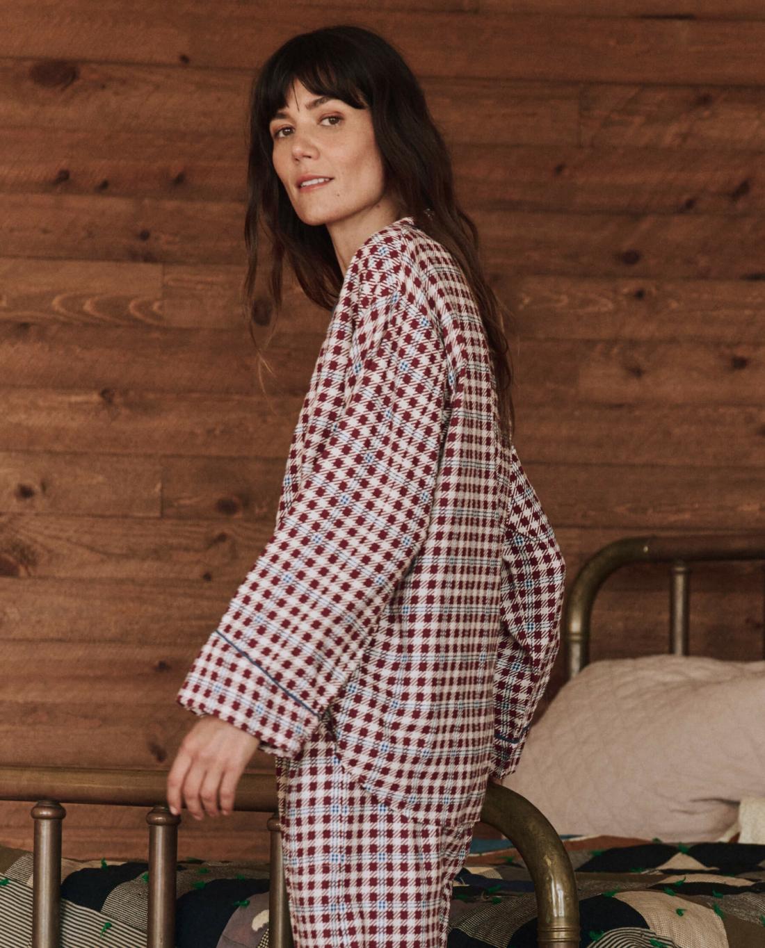 Sleep Tops | Women The Great. The Pajama Shirt. Bordeaux Plaid