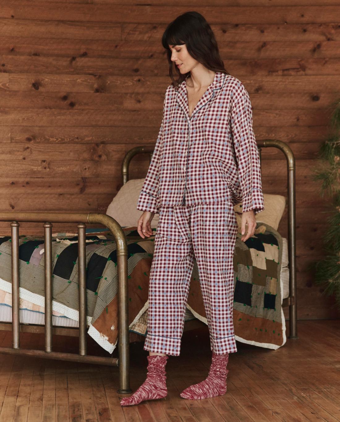 Sleep Tops | Women The Great. The Pajama Shirt. Bordeaux Plaid