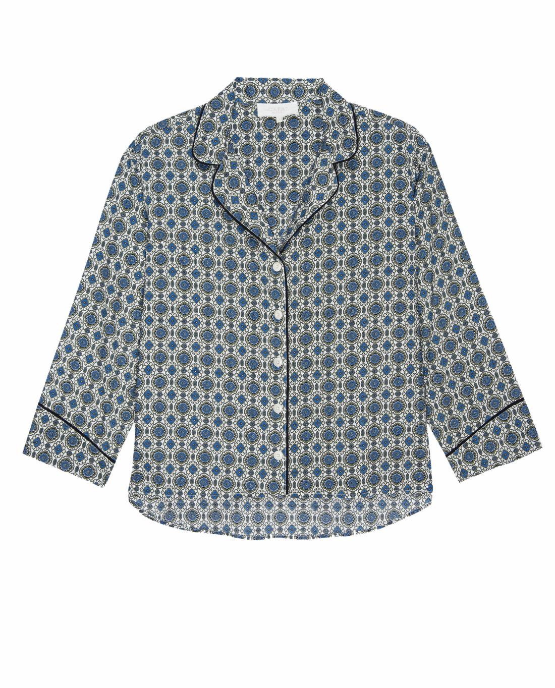 Sleep Tops | Women The Great. The Pajama Shirt. Geo Medallion Print