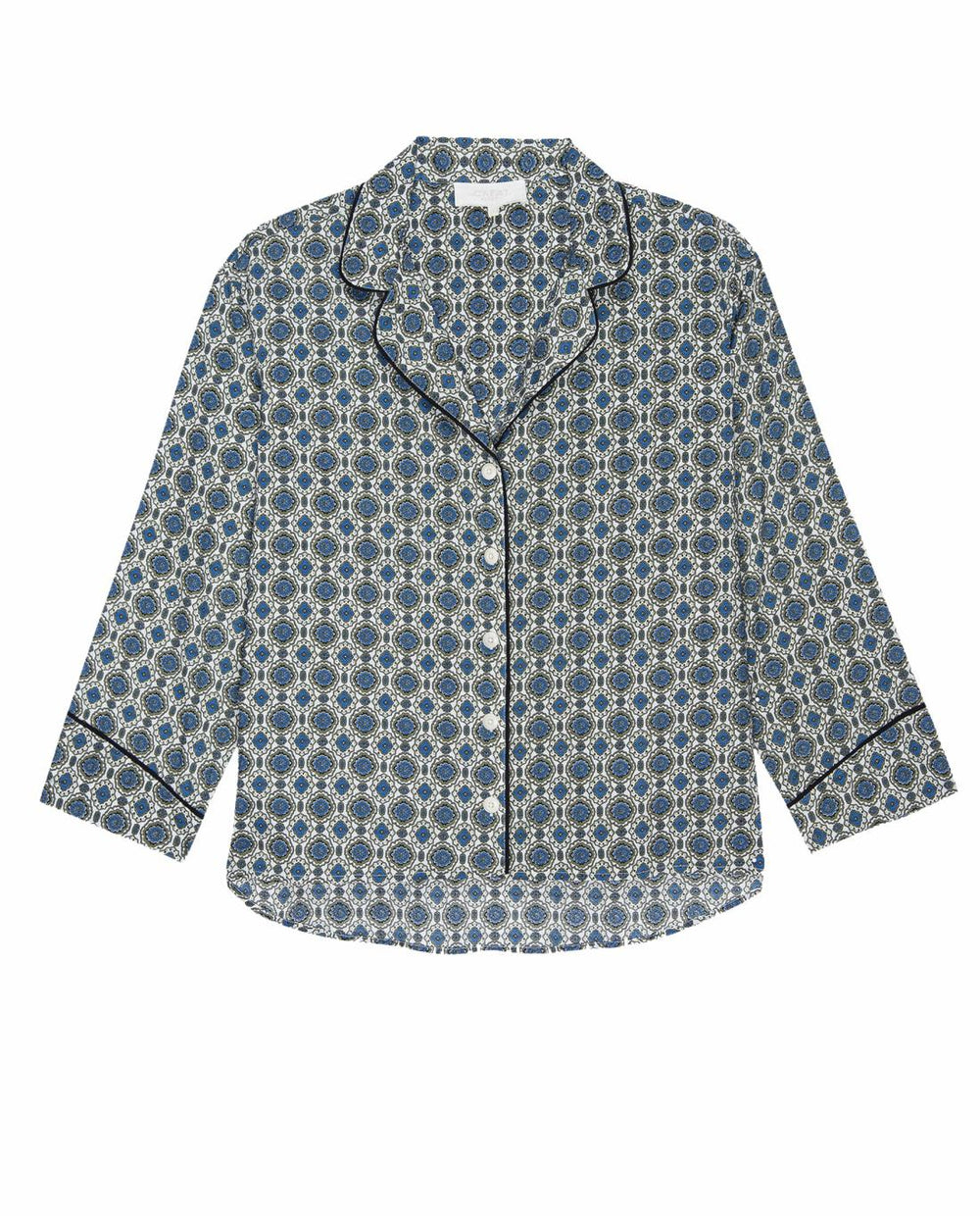 Sleep Tops | Women The Great. The Pajama Shirt. Geo Medallion Print