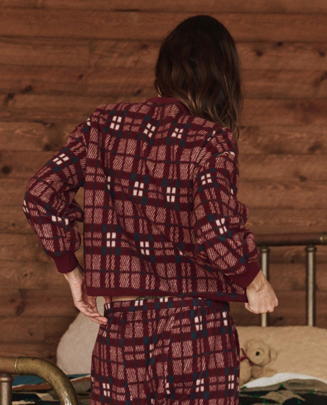 Sleep Tops | Women The Great. The Plush Fleece Henley Sleep Sweatshirt. Fireside Plaid