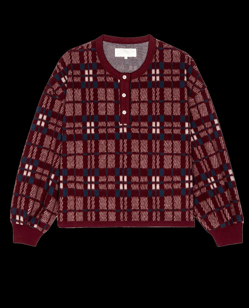 Sleep Tops | Women The Great. The Plush Fleece Henley Sleep Sweatshirt. Fireside Plaid