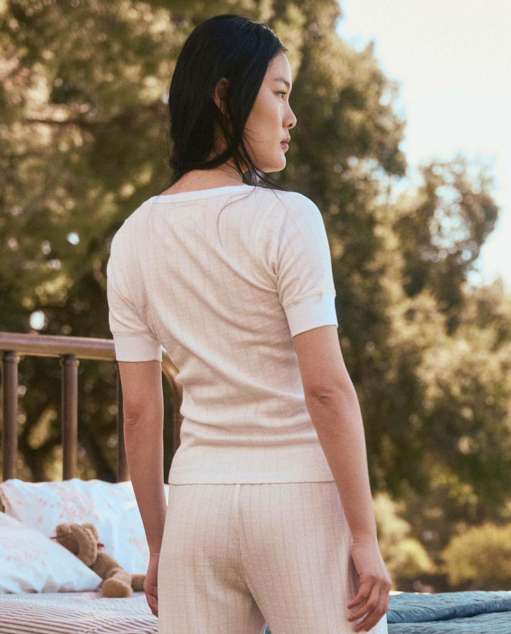 Sleep Tops | Women The Great. The Pointelle Ballet Tee. White