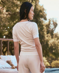 Sleep Tops | Women The Great. The Pointelle Ballet Tee. White