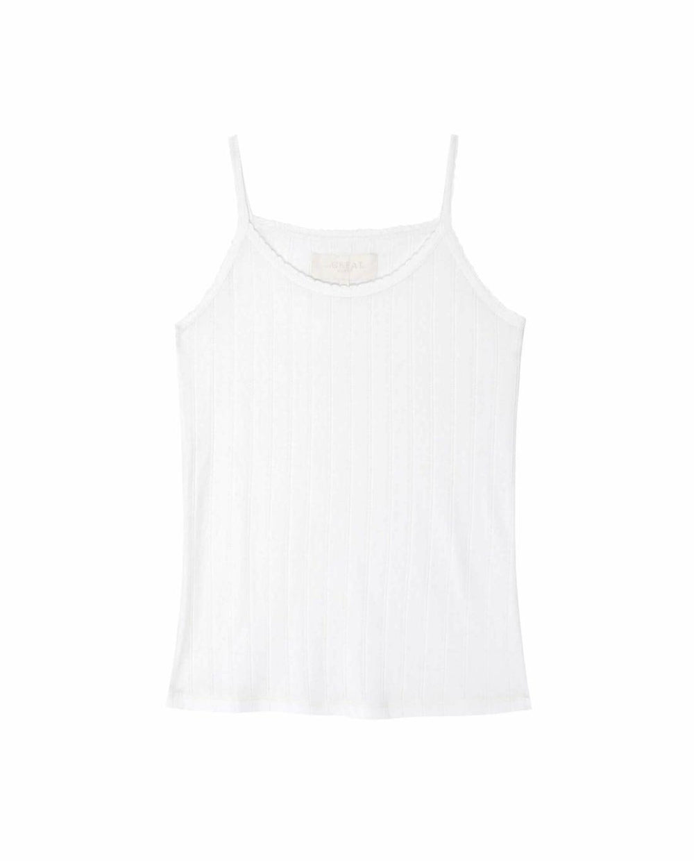 Sleep Tops | Women The Great. The Pointelle Scallop Sleep Tank. White