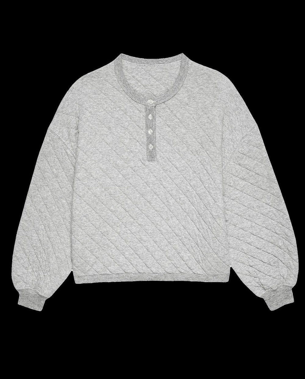 Sleep Tops | Women The Great. The Quilted Henley Sleep Sweatshirt. Heather Grey