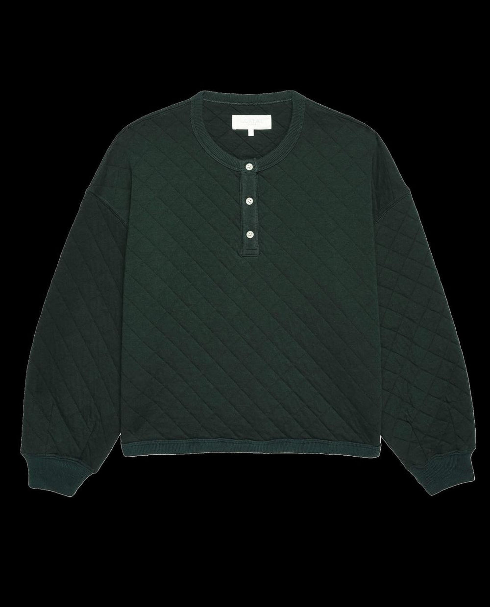 Sleep Tops | Women The Great. The Quilted Henley Sleep Sweatshirt. Pine