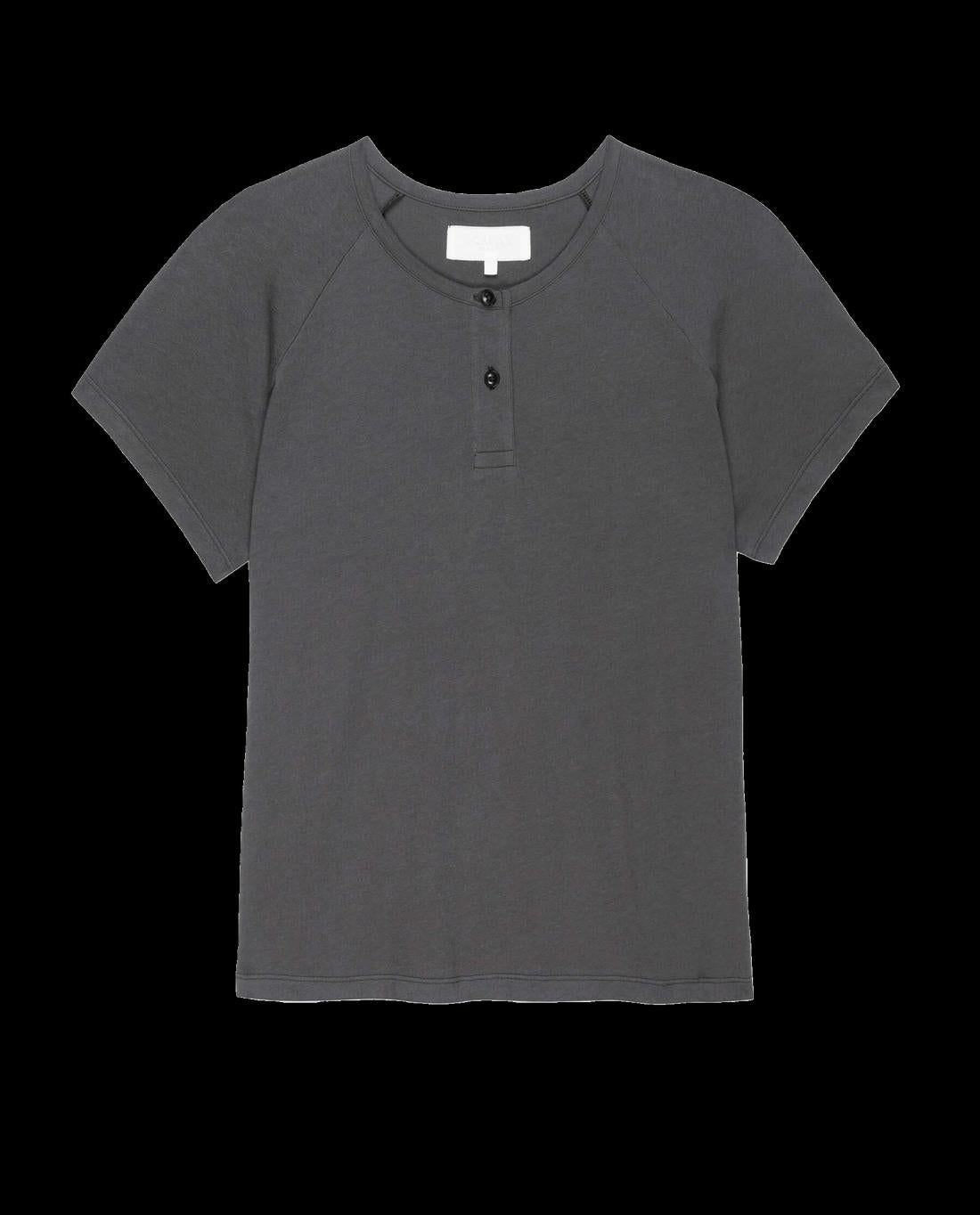 Sleep Tops | Women The Great. The Raglan Sleep Henley. Washed Black