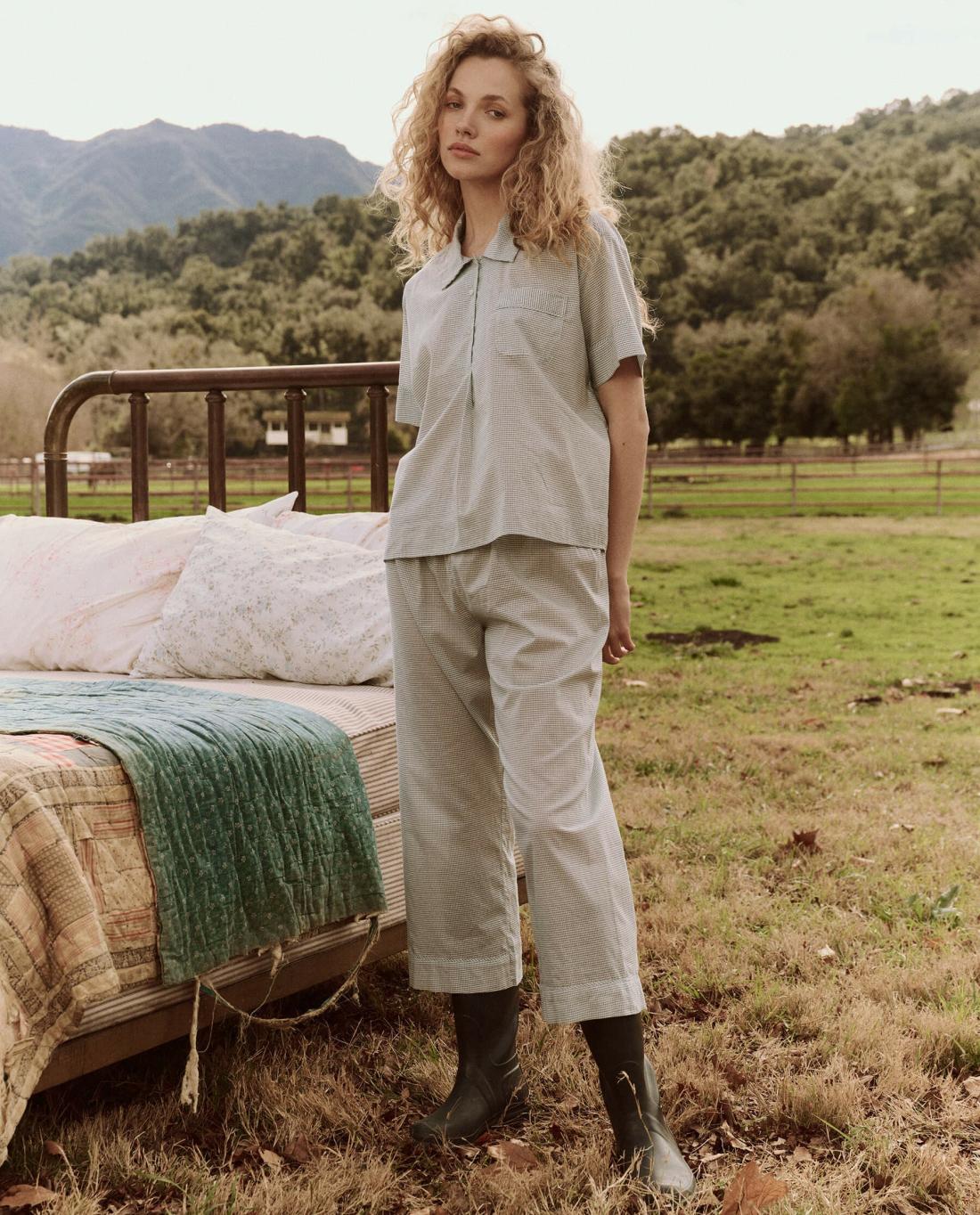 Sleep Tops | Women The Great. The Short Sleeve Pajama Shirt. Blue Star Print