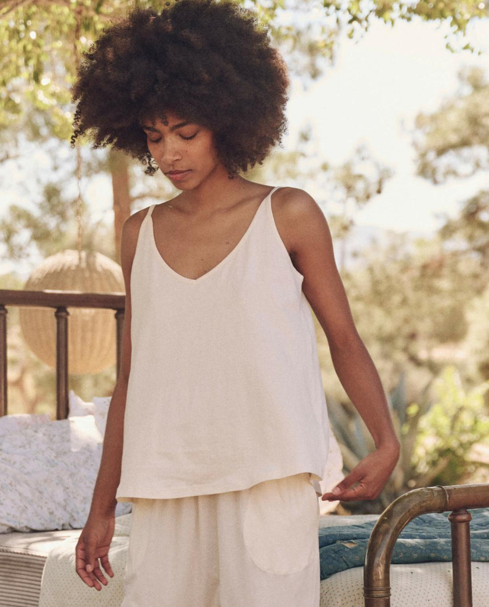 Sleep Tops | Women The Great. The Sleep Cami Tank. Washed White