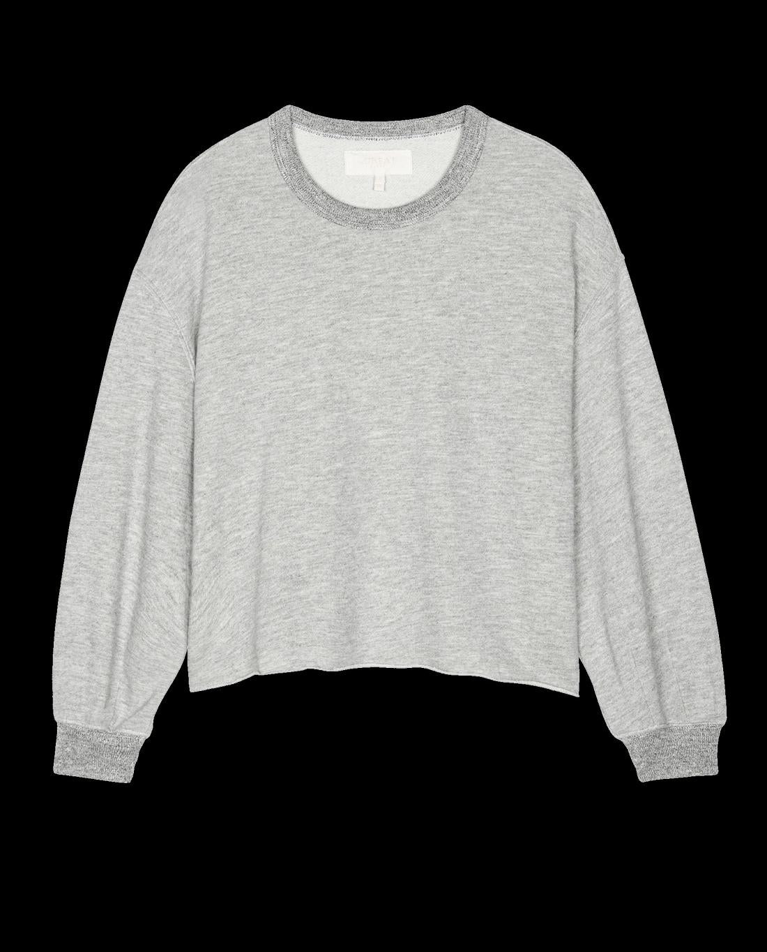 Sleep Tops | Women The Great. The Sleep Cut Off Sweatshirt. Light Heather Grey