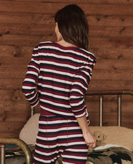 Sleep Tops | Women The Great. The Sleep Henley. Bordeaux Stripe