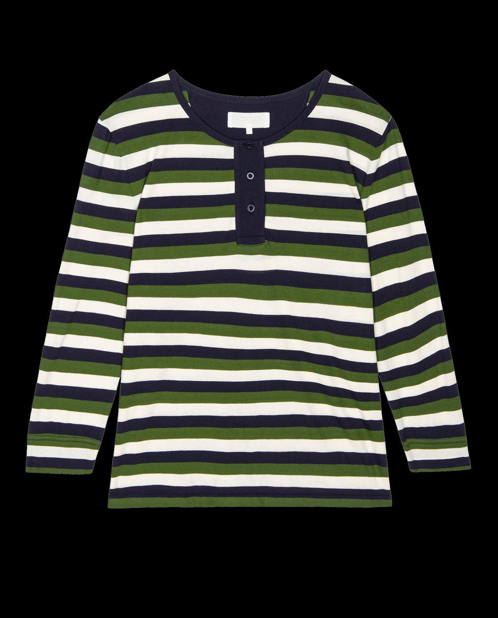 Sleep Tops | Women The Great. The Sleep Henley. Winter Pine Stripe
