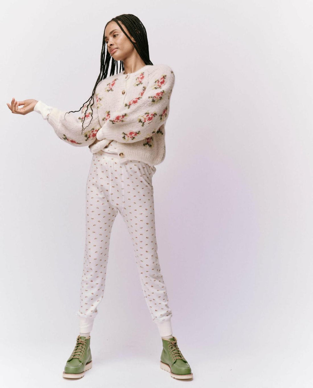 Sweaters | Women The Great. The Carousel Cardigan. White Heirloom Rose