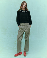 Sweaters | Women The Great. The Crochet Collar Pullover. Black With Soft White