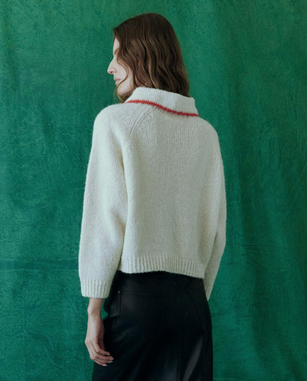 Sweaters | Women The Great. The Crochet Collar Pullover. Soft White With Cherry