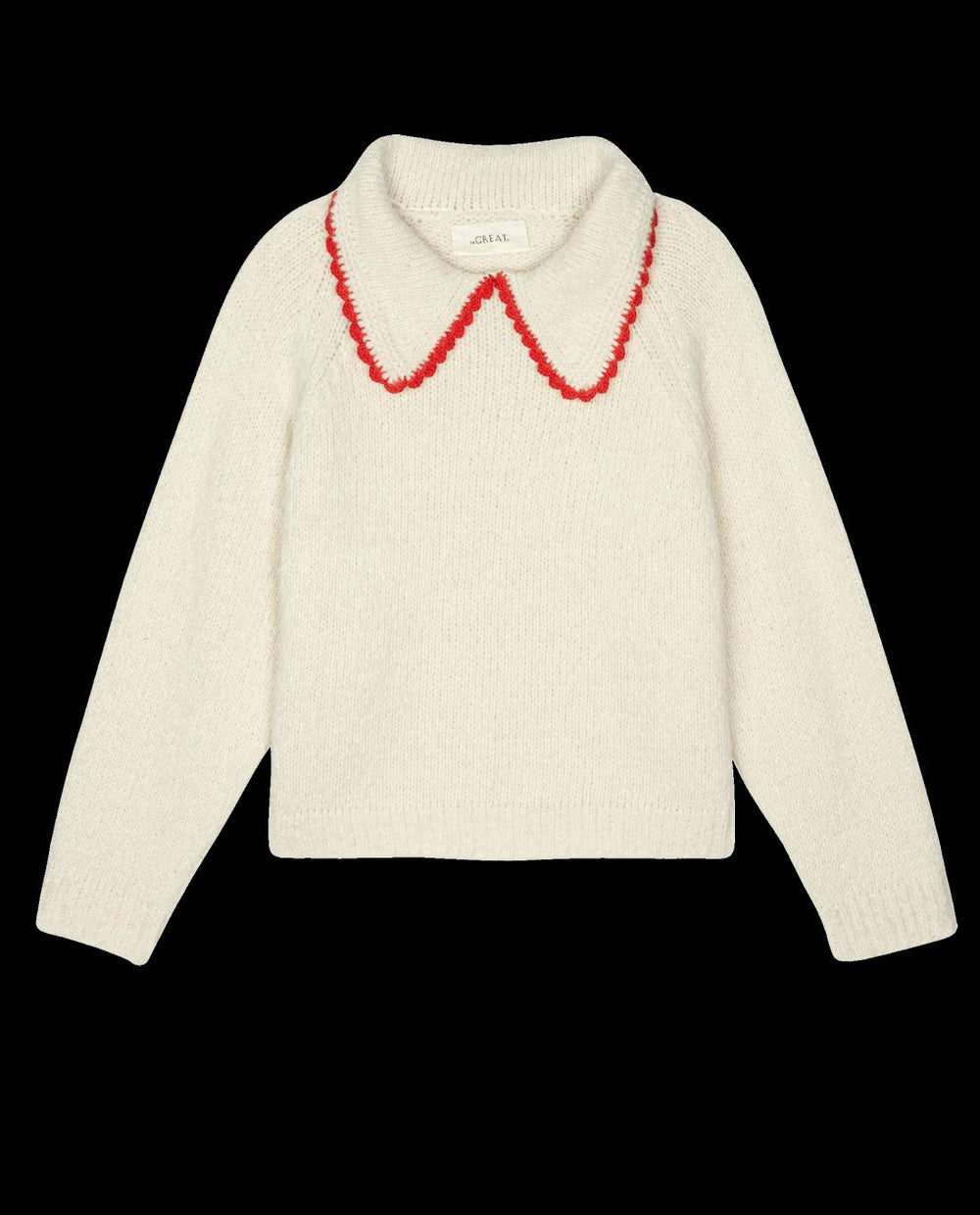 Sweaters | Women The Great. The Crochet Collar Pullover. Soft White With Cherry