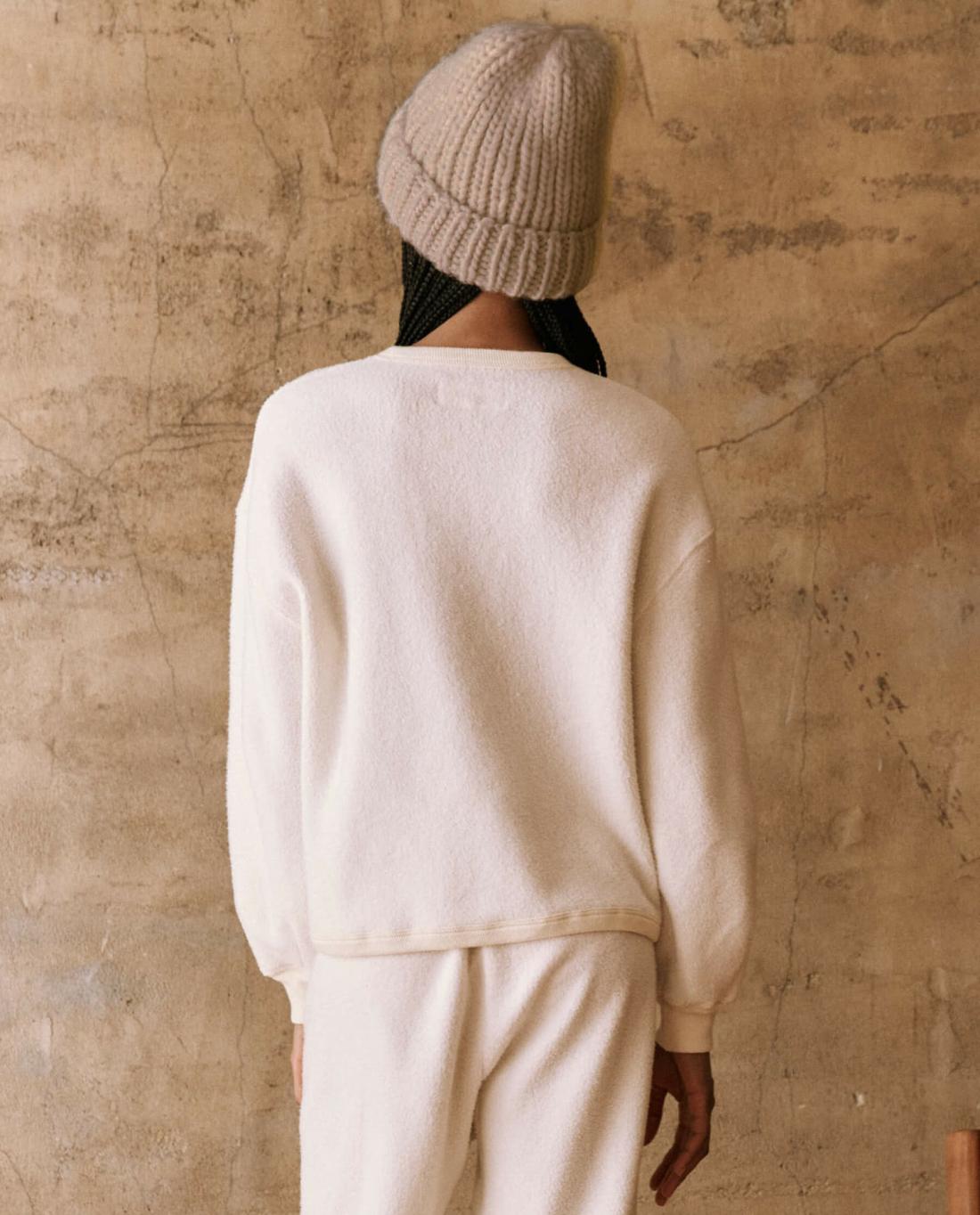 Sweaters | Women The Great. The Fleece Henley Sweatshirt. Washed White