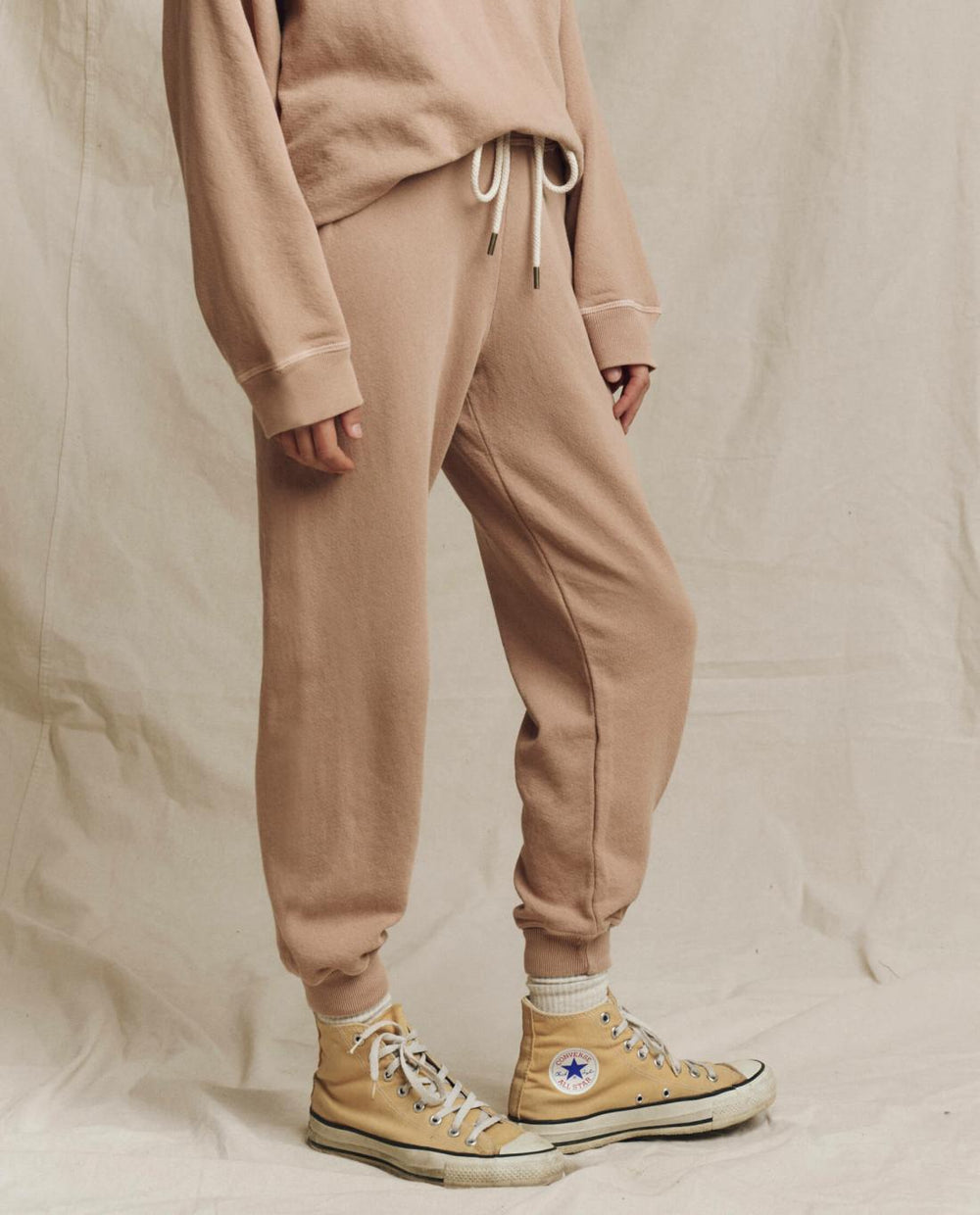 Sweatpants | Women The Great. The Cropped Sweatpant. Solid Biscotti