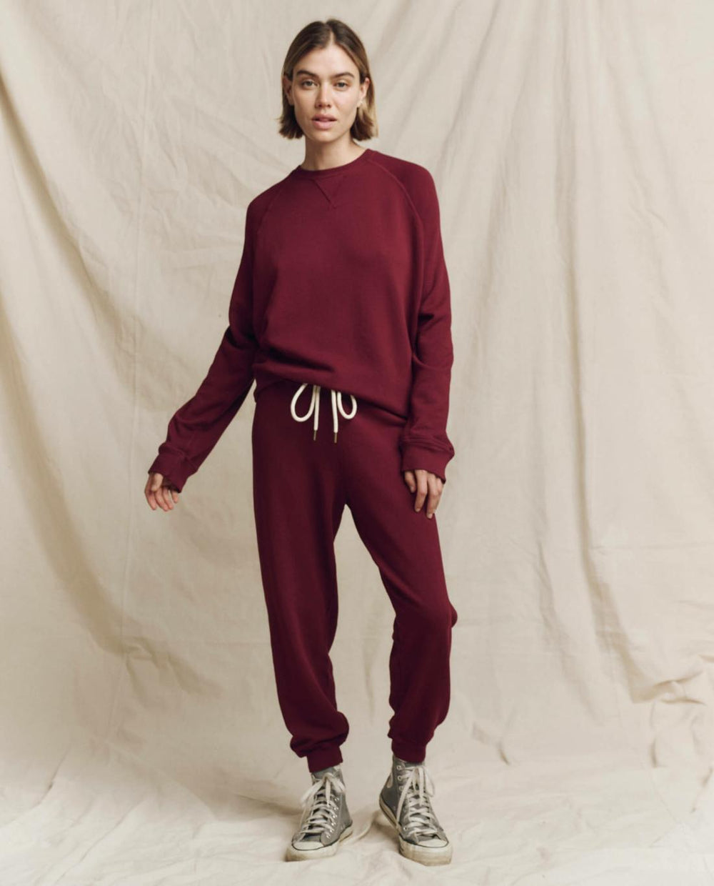 Sweatpants | Women The Great. The Cropped Sweatpant. Solid Plum