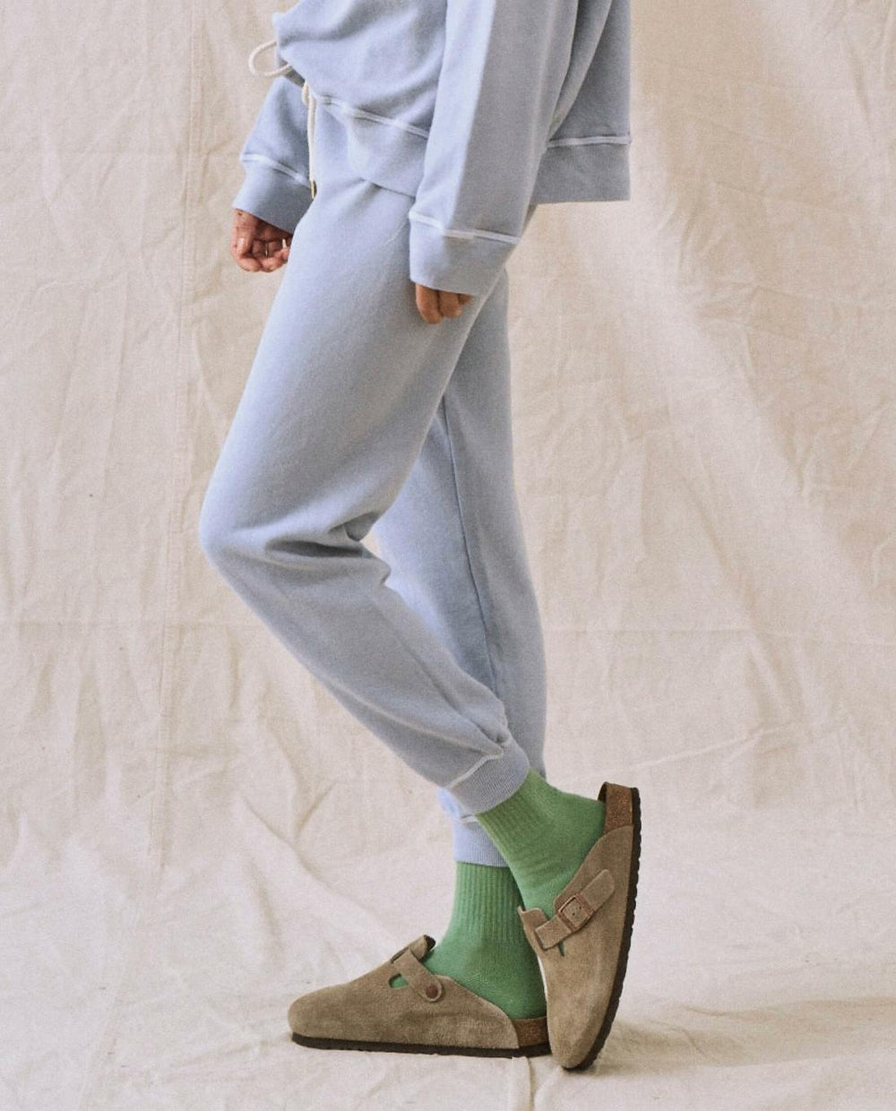 Sweatpants | Women The Great. The Cropped Sweatpant. Solid Whisper Blue