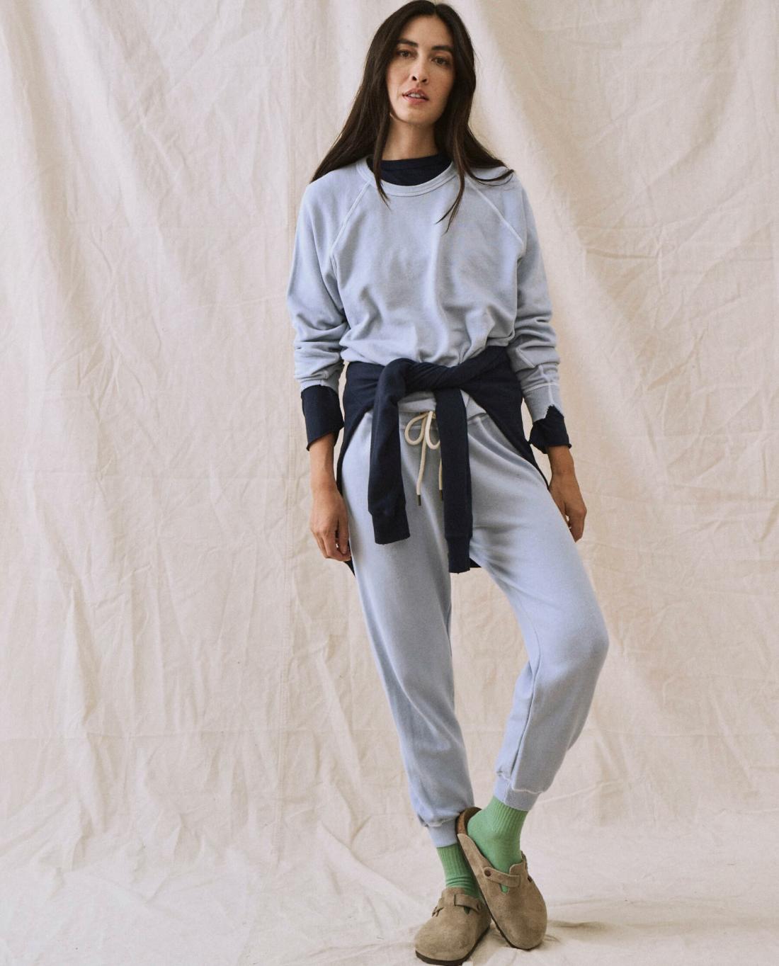 Sweatpants | Women The Great. The Cropped Sweatpant. Solid Whisper Blue